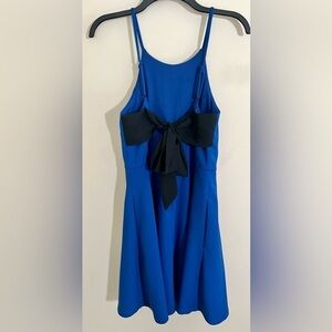 SPEECHLESS Juniors Royal Blue Sleeveless Black Bow Tie Midi Pockets Dress Medium
